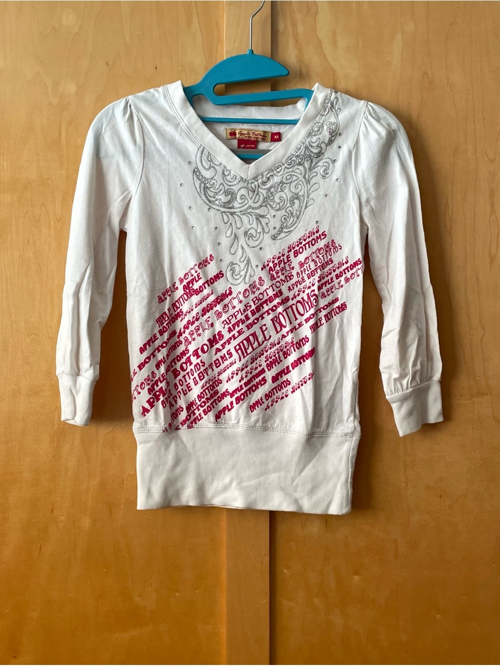 Apple Bottoms White Long-Sleeve Top with Pink Graphic